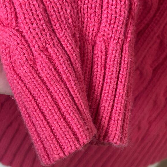 Ralph Lauren women's pink cotton cable knit crew neck sweater size S - Picture 3 of 6